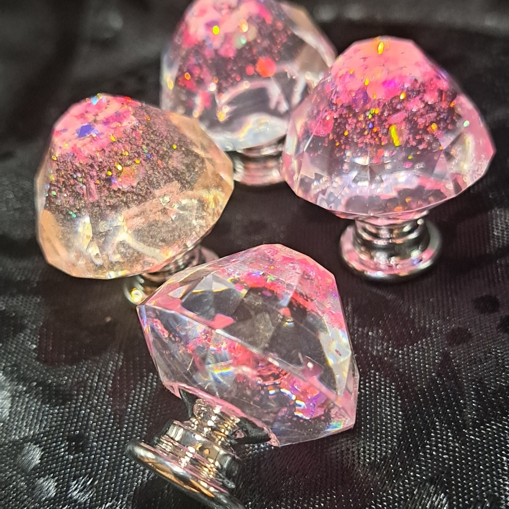 Pink glitter  drawer knobs 4 pack